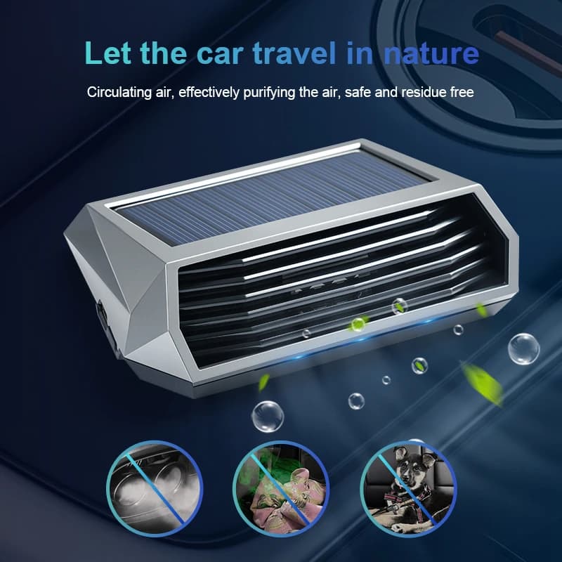 Purificateur d'air solaire pour voiture - Élimine odeurs de poisson et d'appâts automatiquement