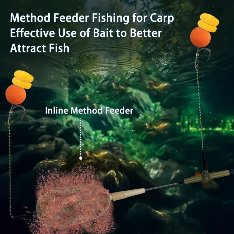 Montage carpe hair rig avec feeder method et doubles hameçons - Pêche française