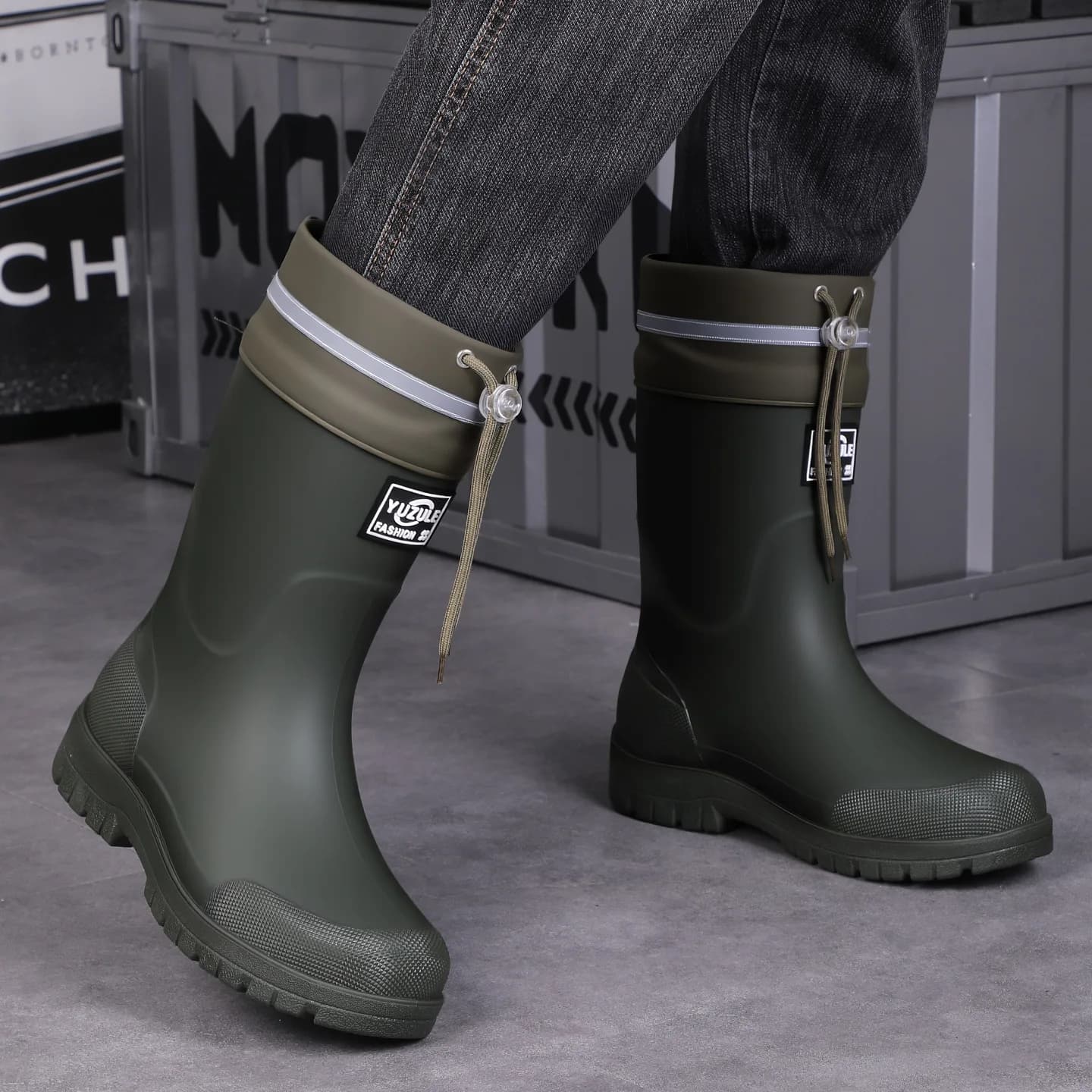 Bottes de pluie mi-mollet haute technologie pour homme - Style coréen étudiant anti-dérapant