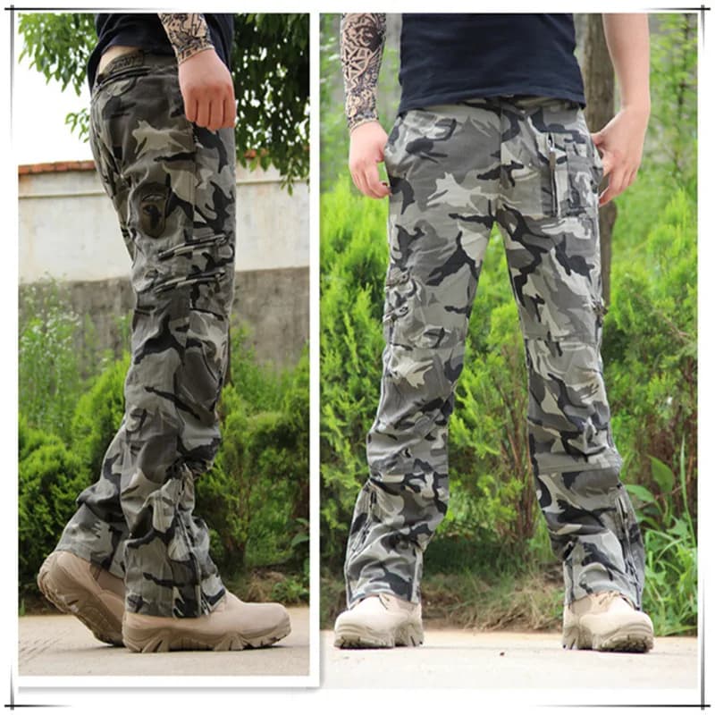Pantalon cargo camouflage pour pêche en rivière - Coupe jogger avec nombreuses poches pratiques