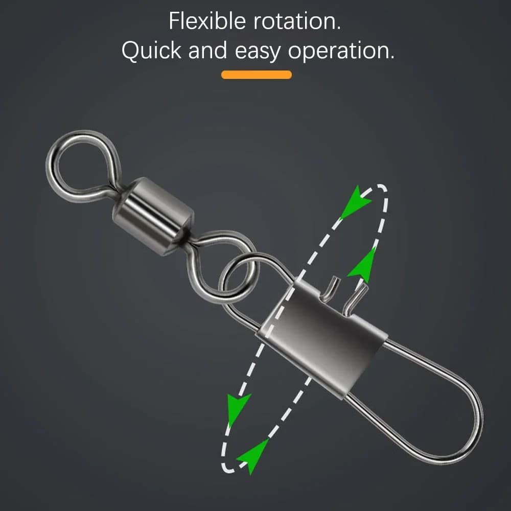 50 émerillons tournants DNDYUJU avec snaps interlock acier inox pour leurres pêche