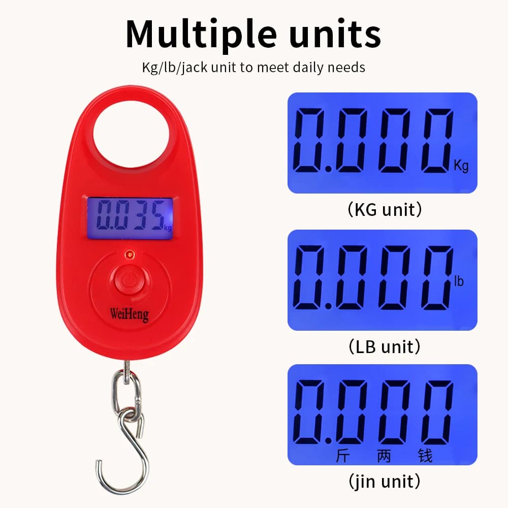 Balance numérique pêche 25Kg 5g - Pèse-bagages électronique compact avec crochet pour peser poissons
