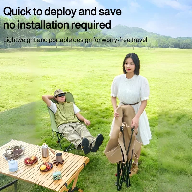 Chaise pliante extérieure ajustable avec repose-pieds pour camping, balcon ou pêche