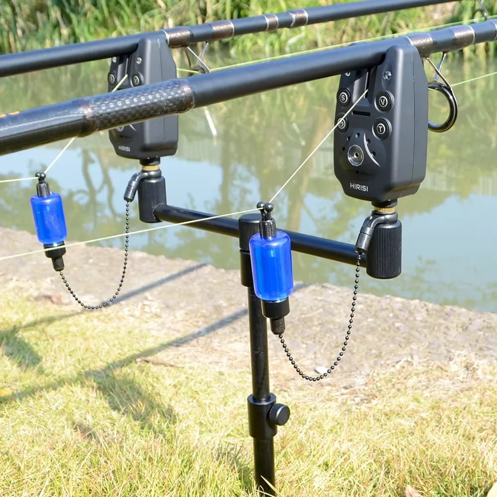 Kit pêche carpe Hirisi complet - alarme touche, swinger, support cannes et bank stick
