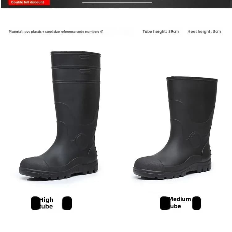 Chaussures de pluie protection travail anti-écrasement anti-perforation bout acier plaque sécurité mines