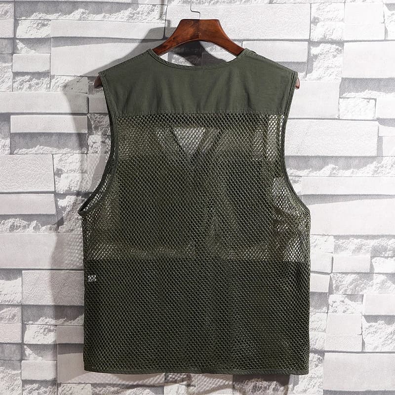 Veste légère mesh homme pour pêche camping travail été sport extérieur fermeture zippée