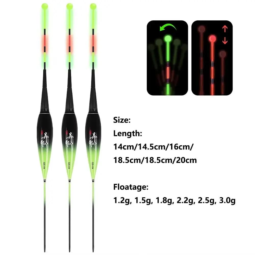 Flotteur de pêche électronique LED lumineux nuit capteur gravité nano changement couleur 1.2g-3g