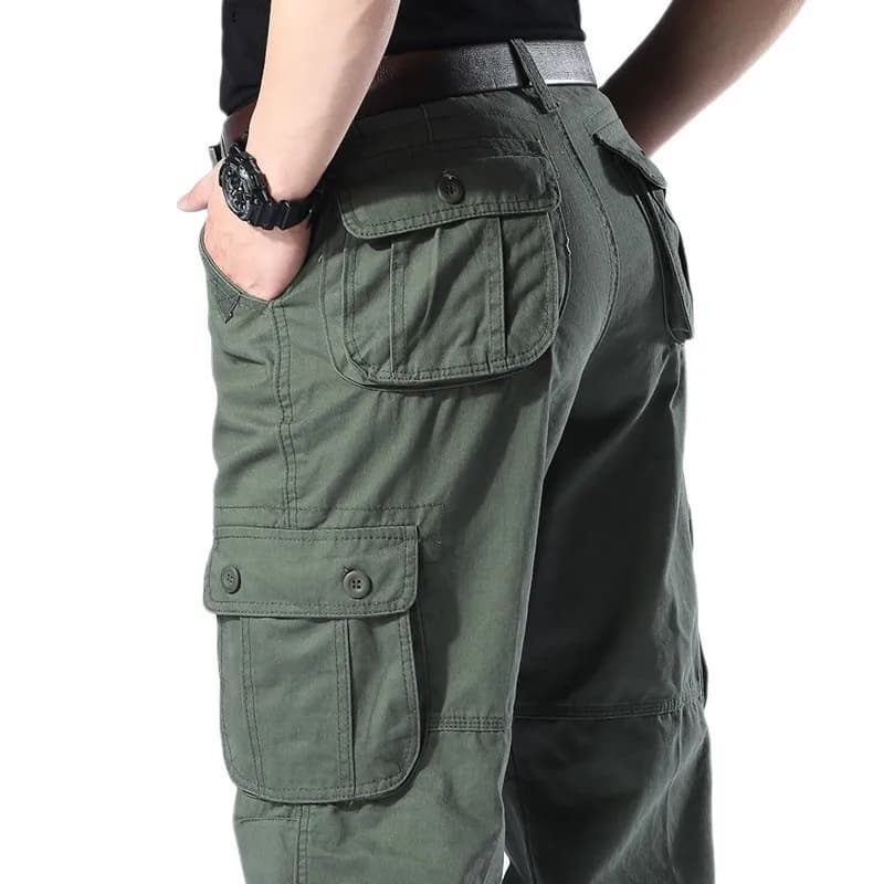 Pantalon cargo militaire homme pêche - Tissu coton multi-poches pour activités extérieures