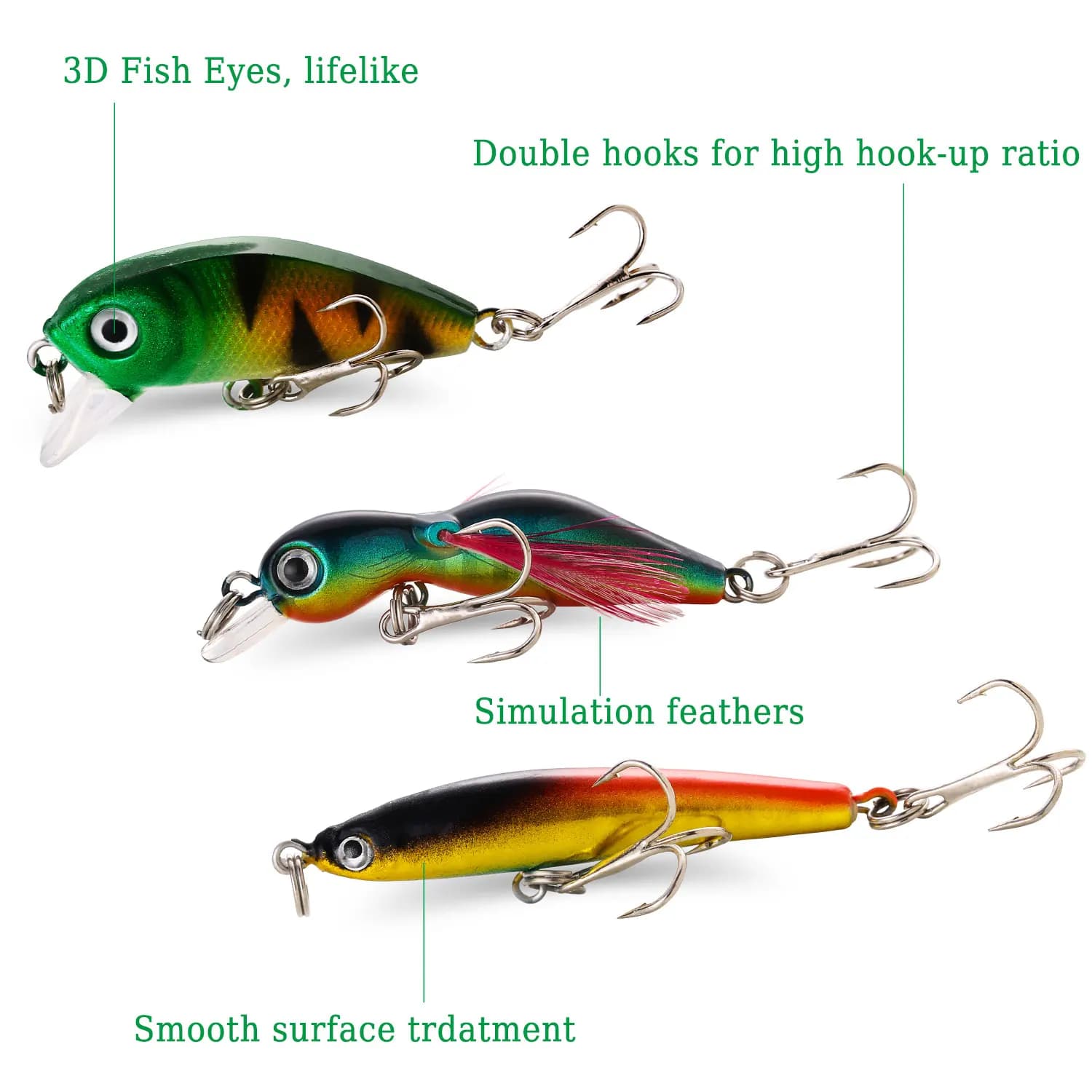 Set de 4 leurres wobblers Sougayilang anti-corrosion pour pêche en mer du bar et pêche à la carpe