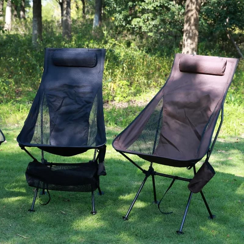 Chaise lune aluminium 7075 ultra-légère dossier haut pour pêche plage voyage camping