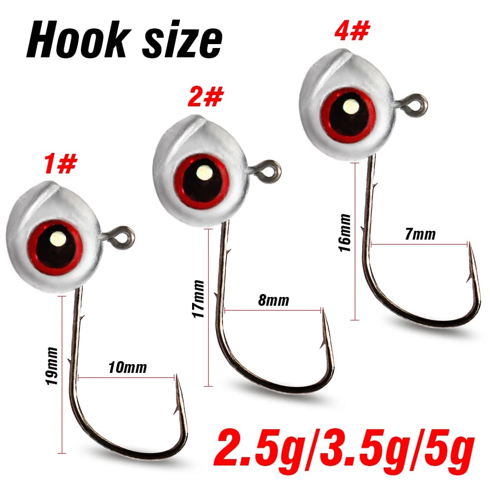 10 hameçons jig tête plombée 2.5g à 5g pour montage Ned rig - leurres souples T-tail