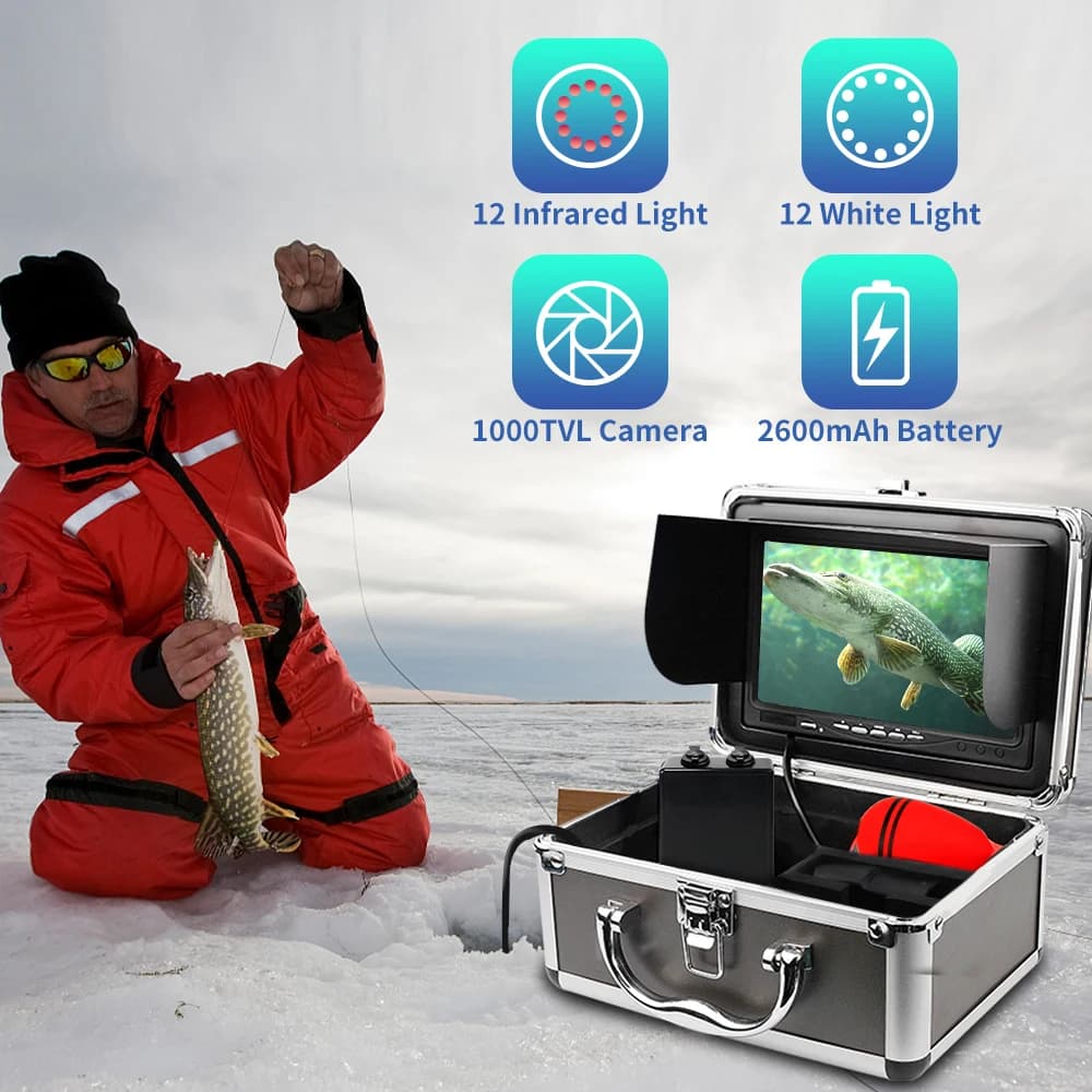 Caméra pêche sur glace 7 pouces 24 LEDs détecteur poissons hiver carpe accessoires pêche froide