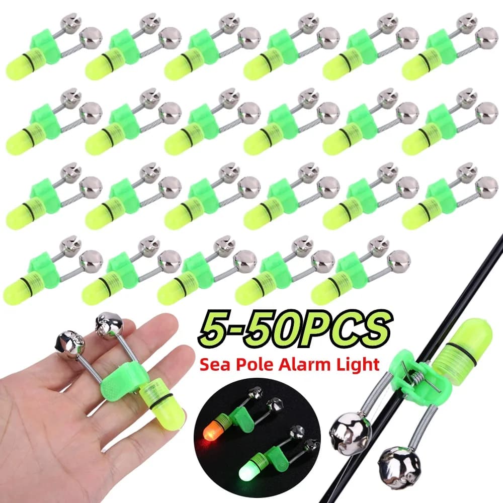 Cloches de pêche lumineuses LED 5-50 pièces pour alarmes de touche nocturnes sur canne