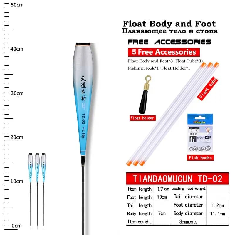 Kit pêche nano flotteur lumineux avec tubes hameçons et porte-flotteur sans pile pour pêche nocturne