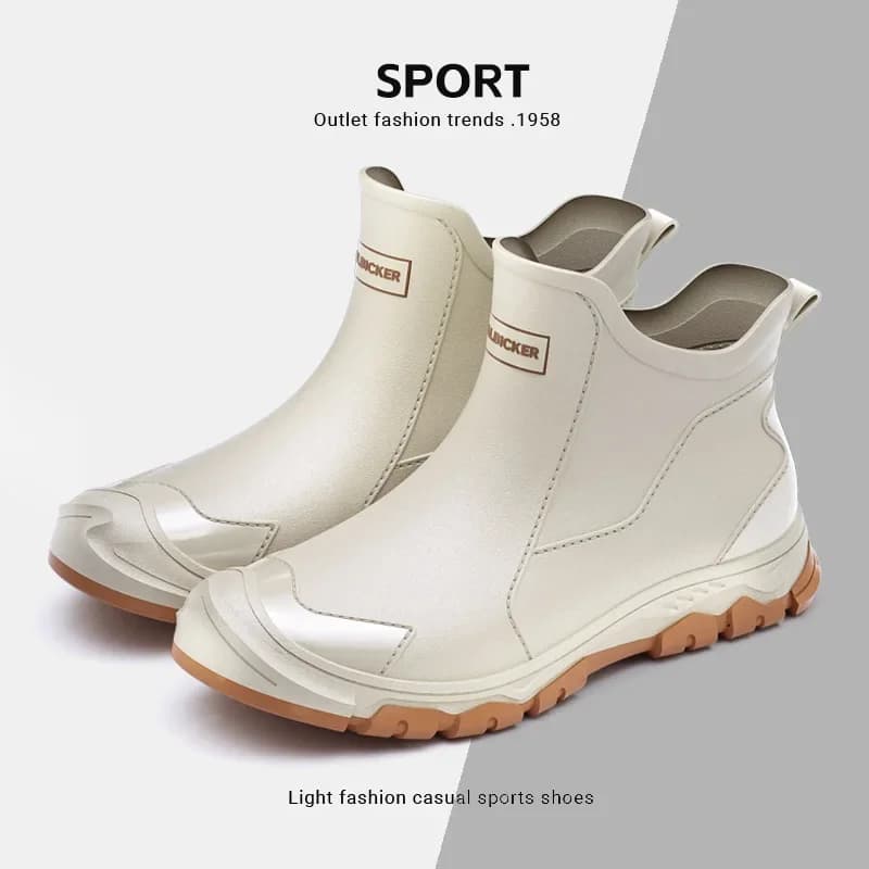Bottes pluie homme noires courtes tube étanches anti-salissures style coréen pêche urbaine
