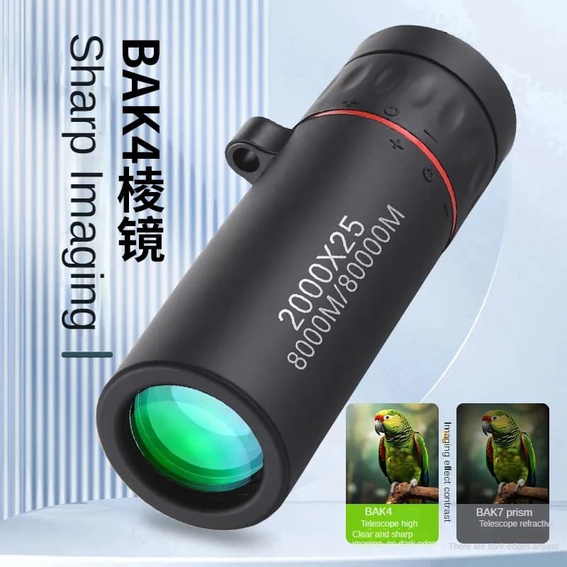 Télescope monocular 2000x25 avec support téléphone - Observation et photos de pêche HD