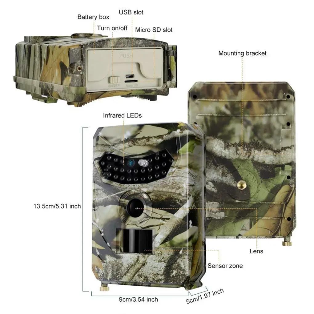 Caméra PR100 940nm vision nocturne invisible - 12MP étanche pour pièges photos nocturnes chasse