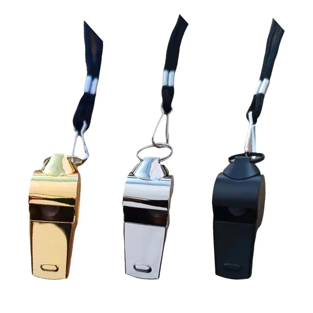 Sifflet métallique puissant avec cordon pour pêche outdoor - 25 pièces sécurité randonnée voyage