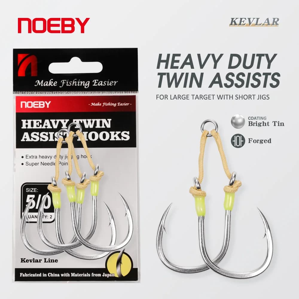 Hameçon mer robuste Noeby Heavy Duty à pointe super aiguille pour jig shore et gros poissons