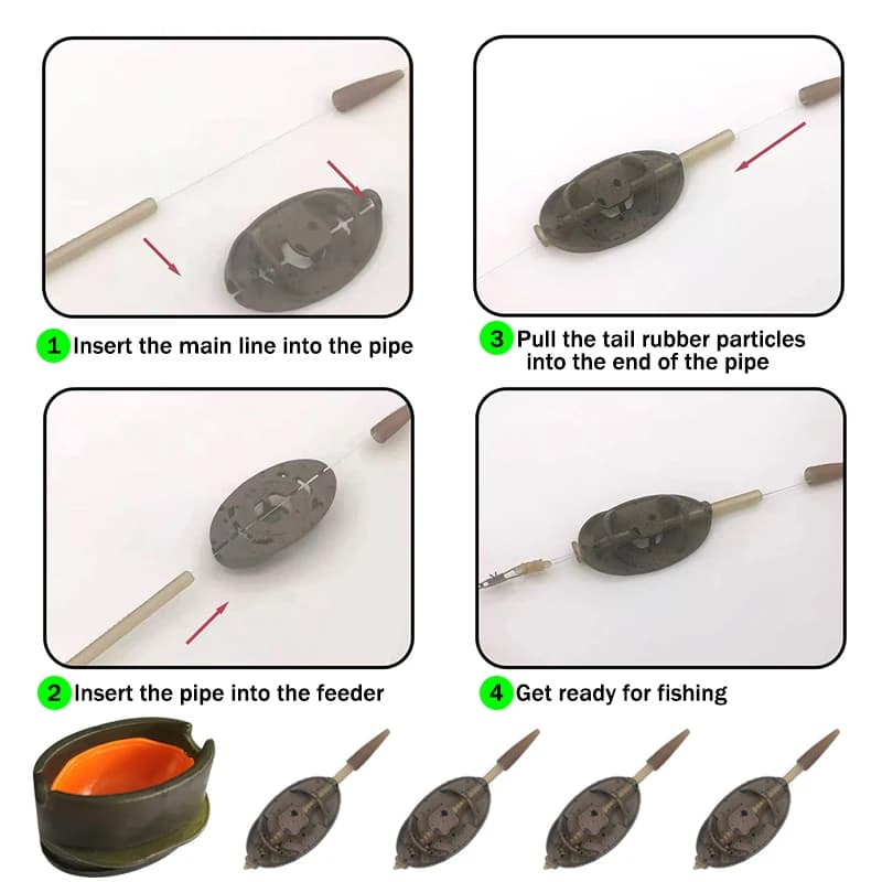 Set de feeders en alliage zinc anti-rouille pêche carpe - poids 20g à 50g pour eau douce et mer