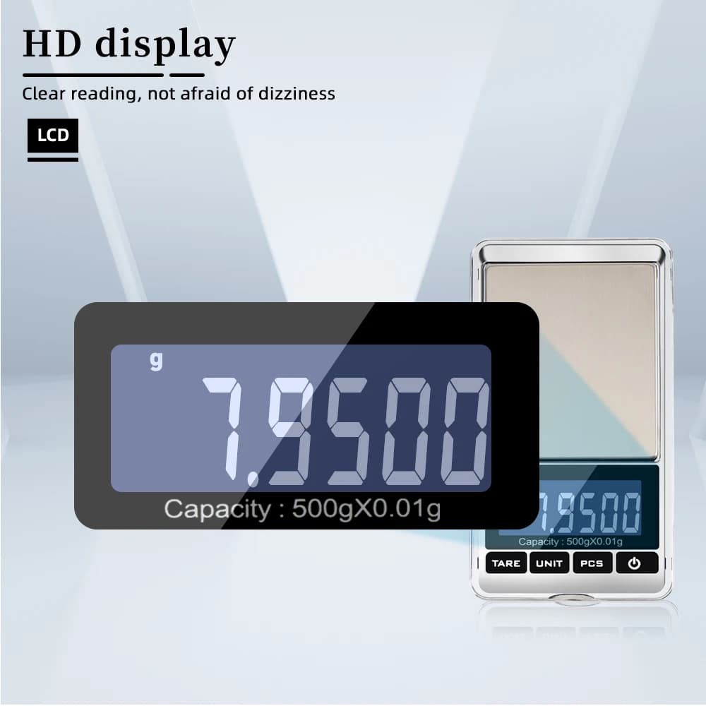 Balance de cuisine numérique 500g/0.01g portable - Pour aliments, bijoux et appâts de pêche - Affichage LCD précis