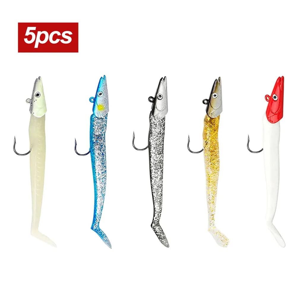 5 Leurres Souples avec Cuillère 10g/11cm - Wobblers Artificiels pour Pêche au Jig