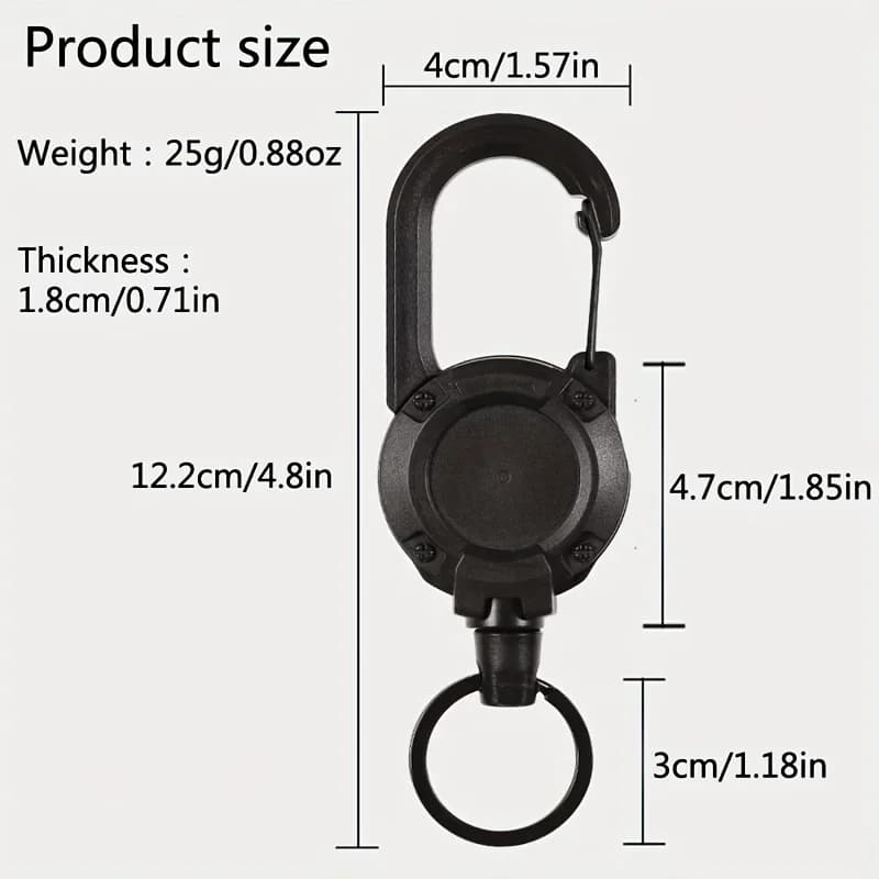 Porte-badge rétractable extensible avec mousqueton robuste pour clés, sacs et équipement de pêche