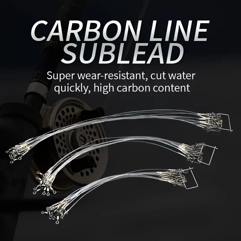 Ligne de pêche fluorocarbone 100% haute qualité 12 pièces avec boucle double anneau et verrou rapide