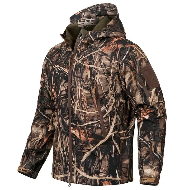 Veste de pêche camouflage silencieuse homme - Softshell imperméable pour chasse et randonnée