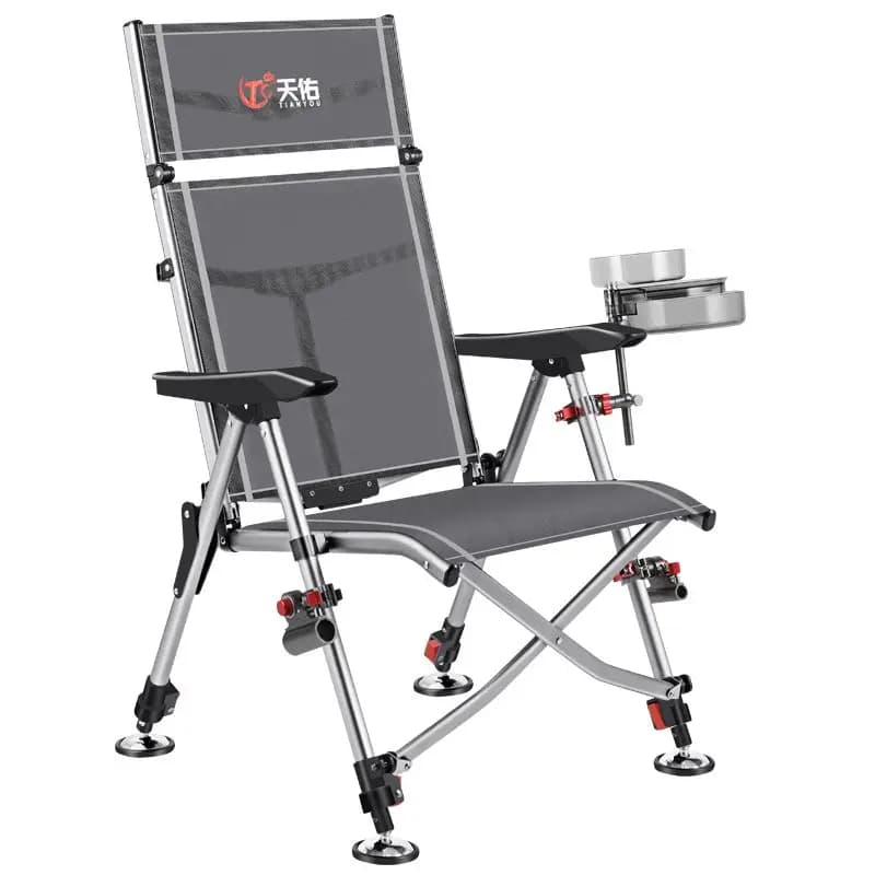 Chaise de pêche européenne en alliage d'aluminium pliante et portable pour pêche en eau douce