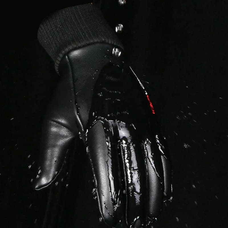 Gants deux doigts rabattables cuir PU chauds imperméables anti-froid hiver vélo conduite pêche