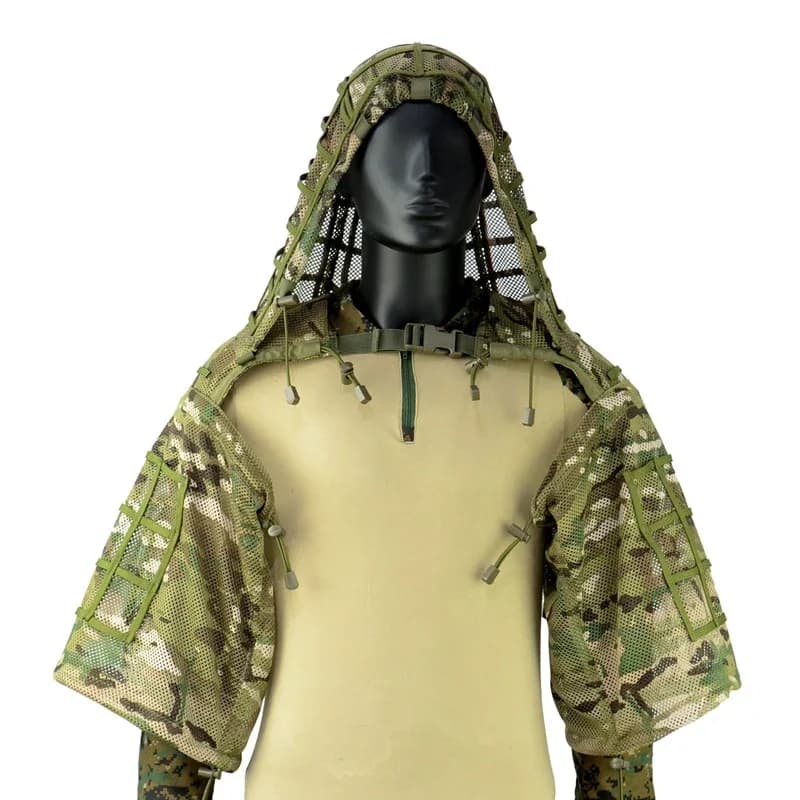 Manteau Ghillie mesh tactique sniper 3D - vêtement camouflage respirant chasse tir pêche extérieur
