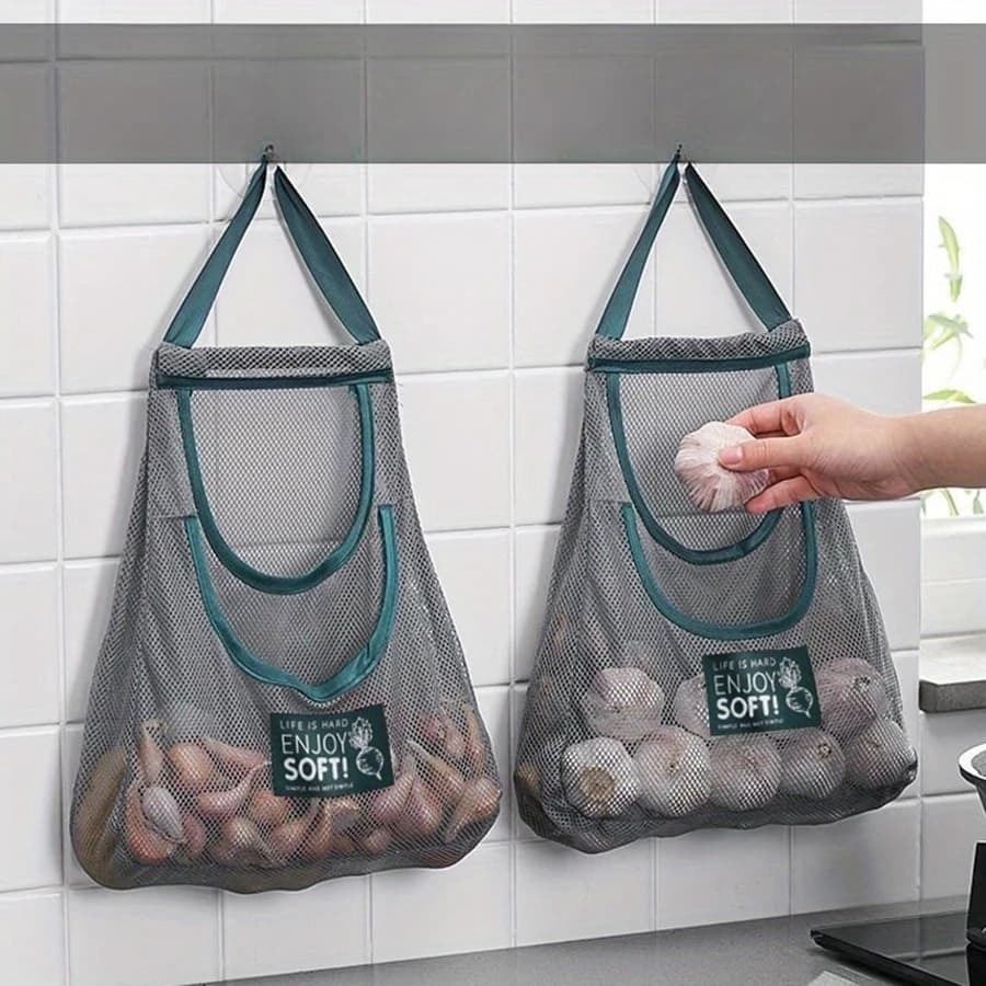 Sac rangement légumes fruits pêche - Filet mural organisation cuisine stockage appâts vivants