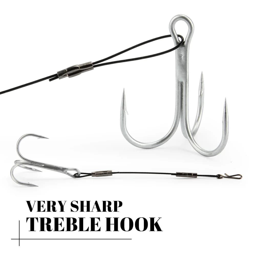 Tête Jig en bois de rose avec hameçons triple aiguisés - montage stinger rig pour basse, brochet et mer