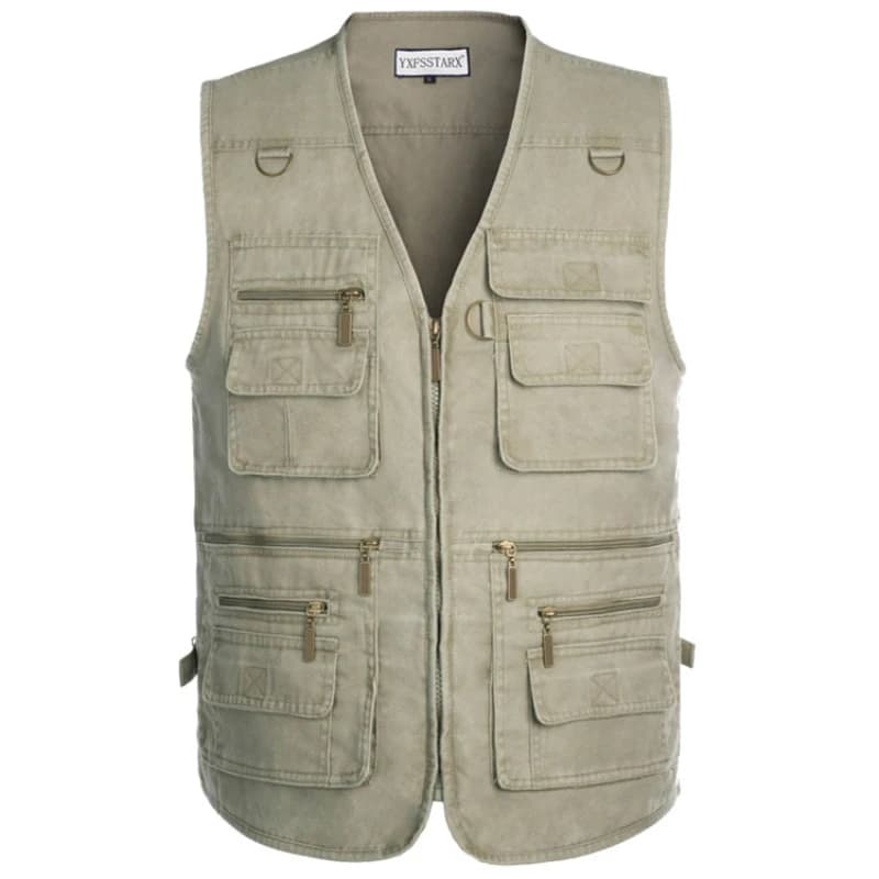 Veste de pêche homme 7XL été 16 poches, parka multi-poches coton pour randonnée et extérieur