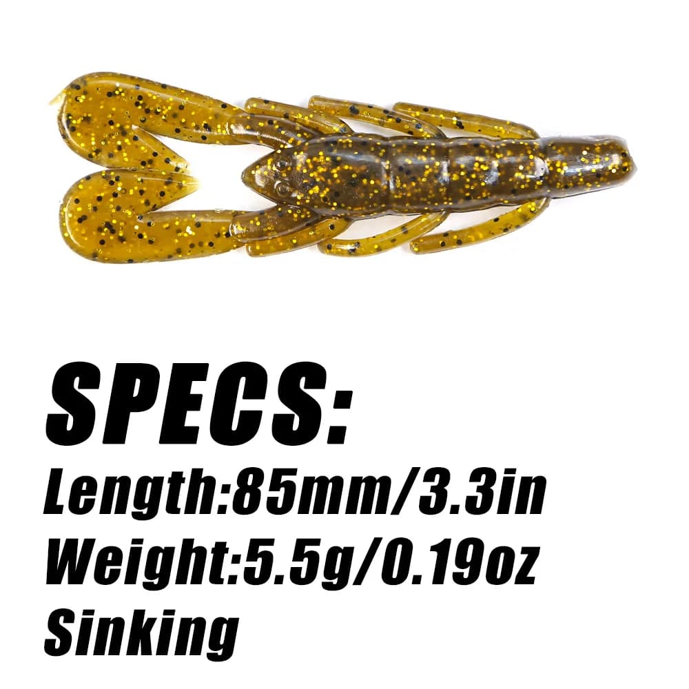 Lot de 6 leurres souples craws pour pêche du black bass - écrevisses soft plastic lure pêche carnassiers