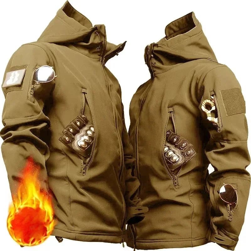 Veste de pêche tactique hiver multi-poches - Softshell peau de requin imperméable