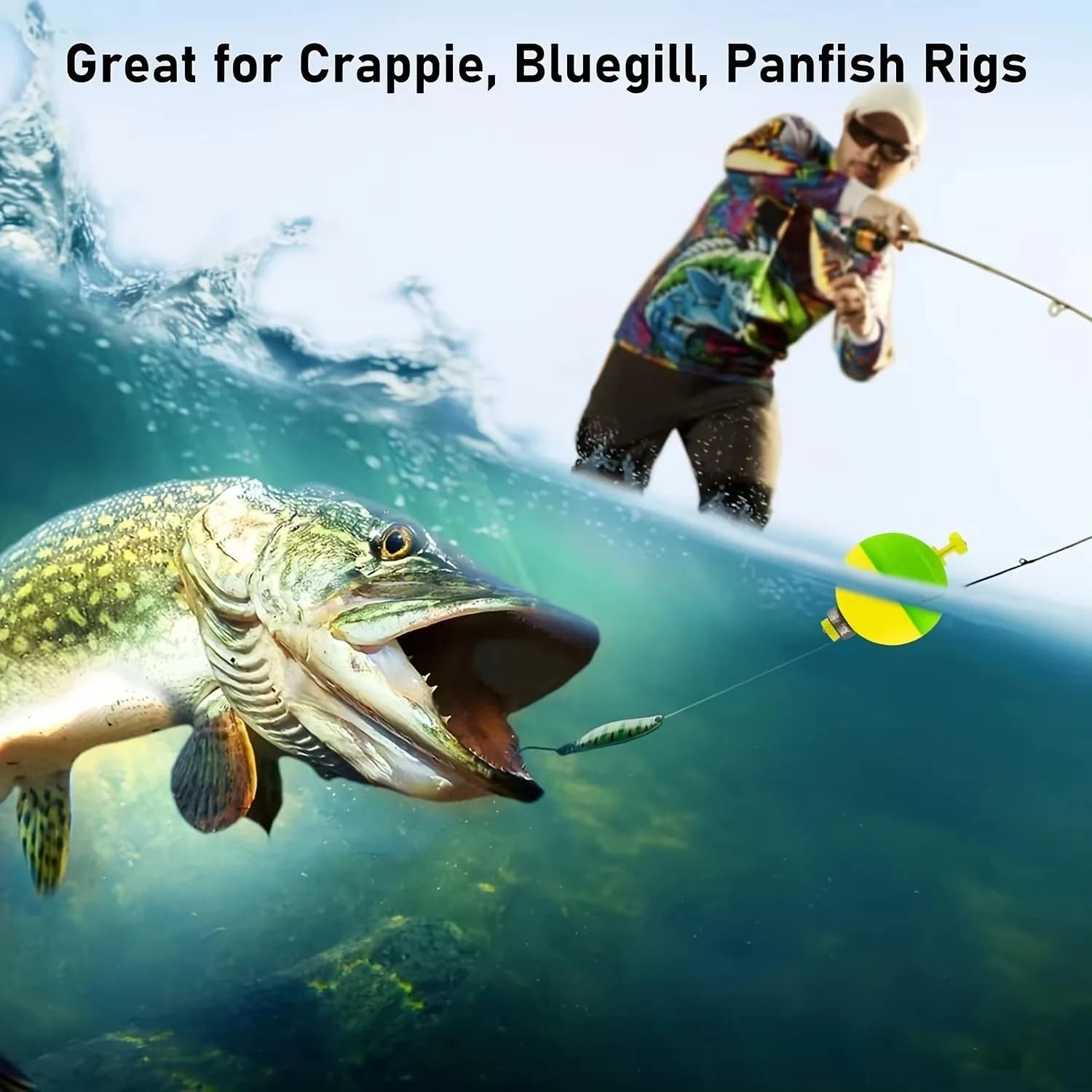 Kit 5 flotteurs pêche Snap-On balles EVA - Flotteurs manuels pour crappie, bluegill et poissons-chats