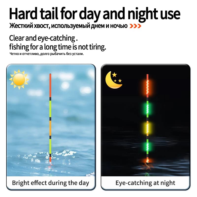 Flotteur lumineux LED pour pêche de nuit avec hameçons et tube de rangement CR316 CR322