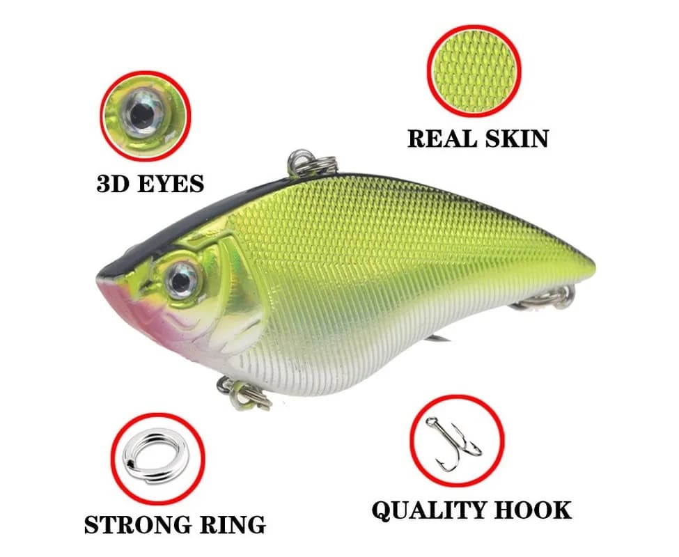 Leurre de pêche VIB dur 7cm 16g pour brochet perche, appât artificiel avec hameçons triple