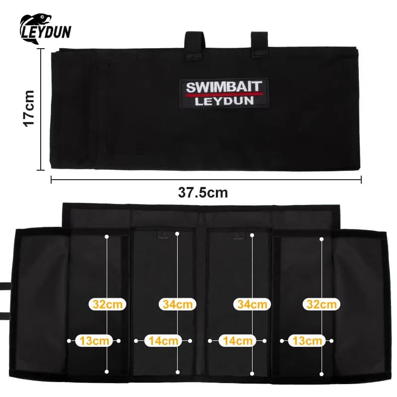 Sac à leurres LEYDUN pour leurres souples et durs jusqu'à 30cm - 4 poches hybrides avec accès facile