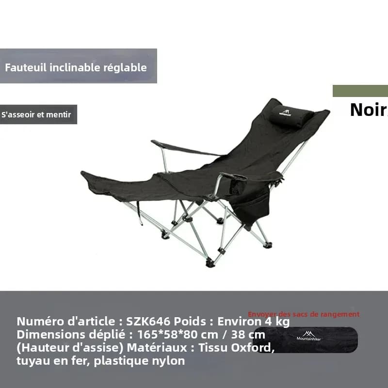 Chaise longue réglable 4 positions pêche camping ultra-légère portable extérieur étudiants artistes