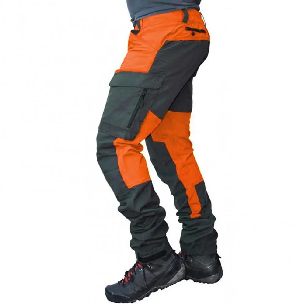 Pantalon cargo imperméable été pour hommes - Multi-poches color block - Parfait pêche et camping