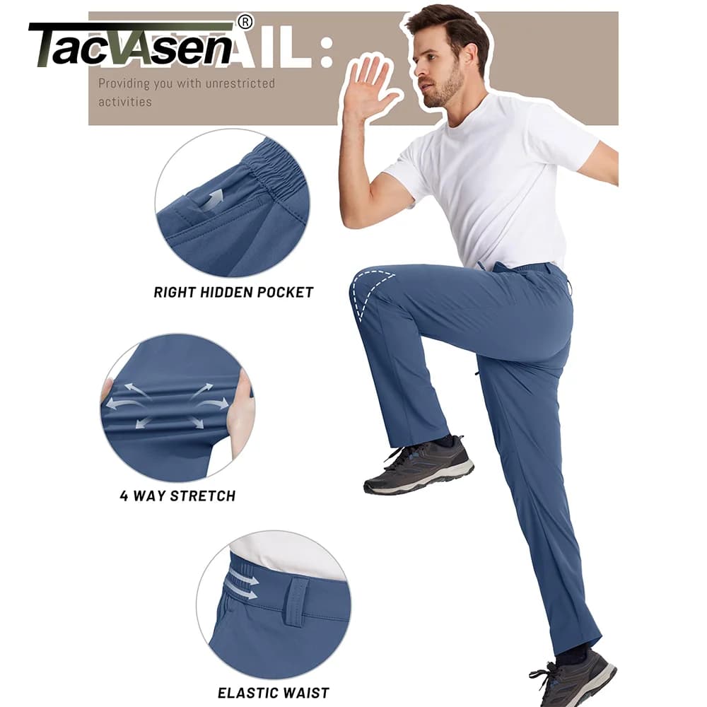 Pantalon de pêche TACVASEN léger imperméable séchage rapide - Cargo technique homme pêche trekking