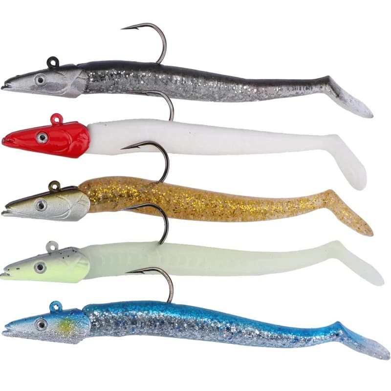Lot 5 leurres souples 11cm avec cuillère - Wobblers artificiels 10g pour pêche active au jig