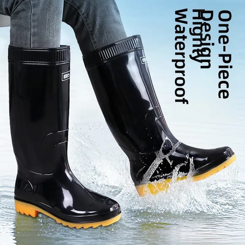 Bottes de pêche imperméables homme hautes avec doublure polaire et semelle anti-dérapante résistante