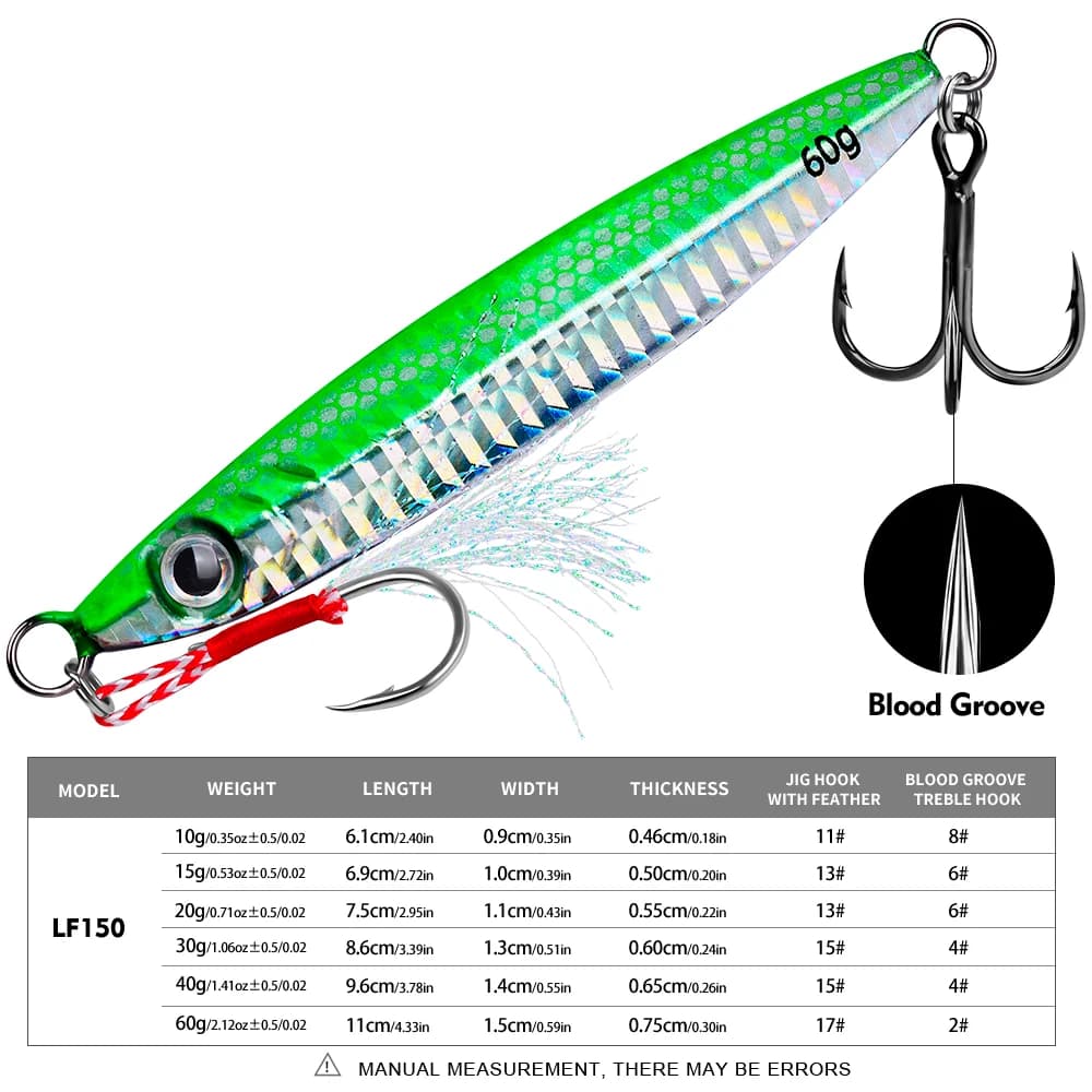 Jig métallique PROBEROS 10g à 60g - Leurre bionique réaliste pour pêche mer durable avec design haute performance