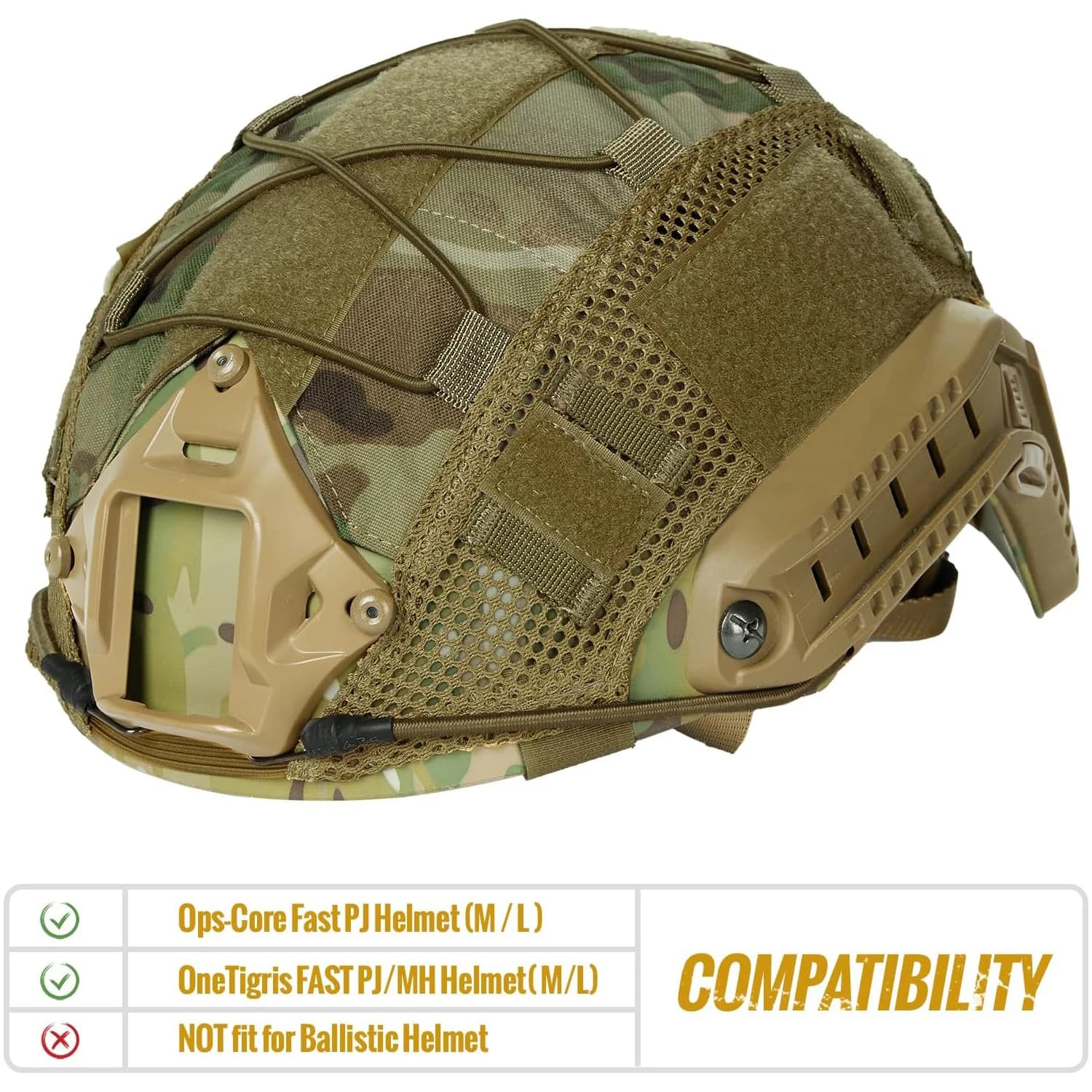Housse camouflage casque FAST pêche - Couvre-casque élastique paintball airsoft chasse tir pêche