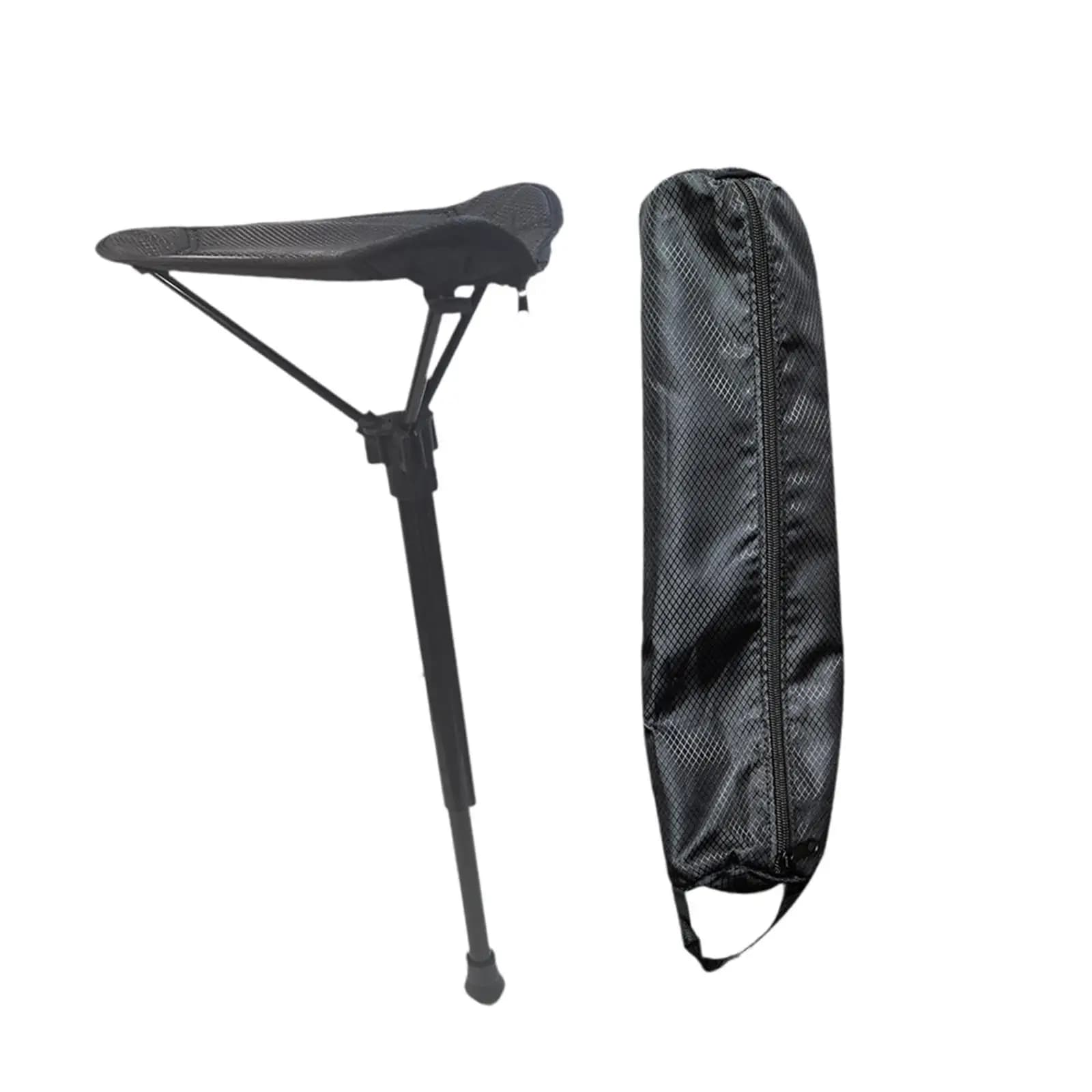 Tabouret pêche monopode 4 hauteurs réglables pliable compact avec pochette
