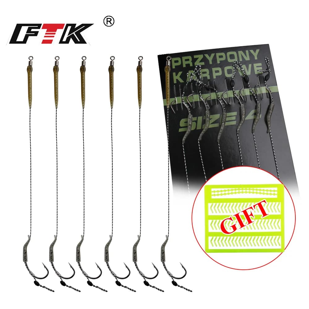 Montages carp fishing FTK 18.5cm hameçons hair rigs avec ligne 30-60LB pour pêche au feeder